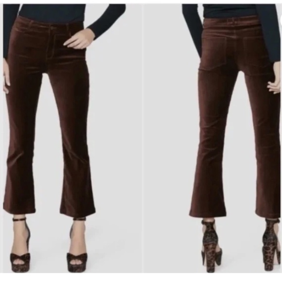 PAIGE Claudine High Waist Ankle Flare Velvet Chicory Coffee Color Pants Size: 28 - Picture 1 of 9